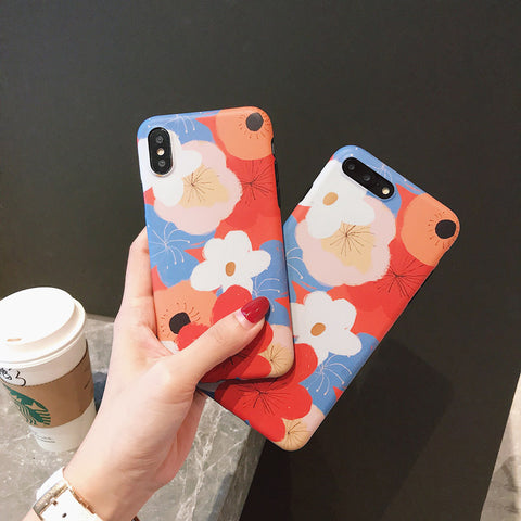 Fashion Colorful Flower Phone Case For iphone 7 8 6 6s plus Case For iphone X