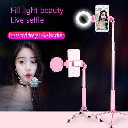 Travor 67inch 170cm Bluetooth Selfie Stick Tripod with Ring Light Selfie Beauty Portrait Fill Lighting for iPhone XS 7plus