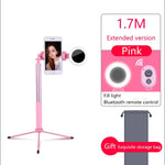Travor 67inch 170cm Bluetooth Selfie Stick Tripod with Ring Light Selfie Beauty Portrait Fill Lighting for iPhone XS 7plus