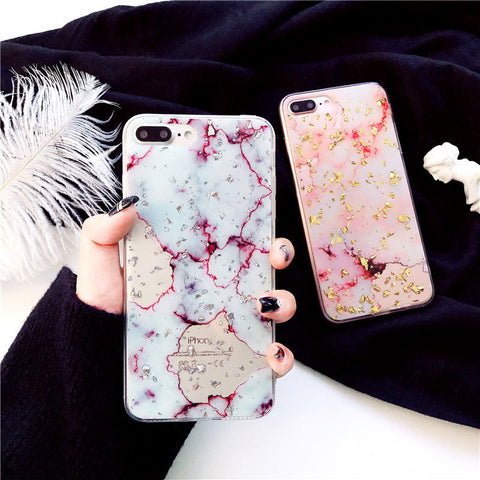 Luxury Gold Foil Bling Marble Phone Case For iPhone X XS Max XR Soft TPU Cover For iPhone 7 8 6 6s Plus Glitter Case