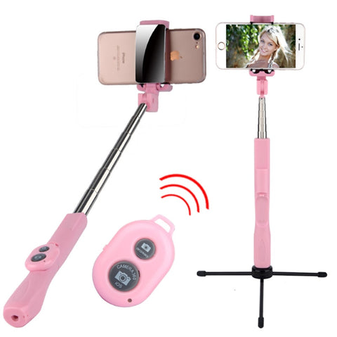 Bluetooth remote control mobile phone selfie stick with mirror aluminum alloy folding self-timer artifact