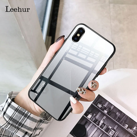 For iPhone XS Max SX XR Case Tempered Glass Case For iPhone 7 8 X 6 6S Plus 5 5s