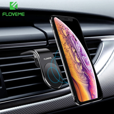 FLOVEME Magnetic Car Phone Holder L Shape Air Vent Mount Stand in Car Magnet GPS Mobile Phone Holder For iPhone X 8 7 Samsung S9