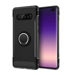 Phone case for Samsung Galaxy S10 plus , Ikase store Shockproof Carbon Fiber Phone case Finge ring holder case With Car magnetic