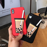 Interesting three-dimensional pearl milk tea mobile phone shell free of freight Free shipping